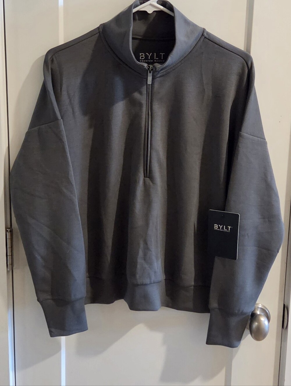 NWT BYLT Premium Basics Quarter-Zip Fairway Opal Pullover - Size Small